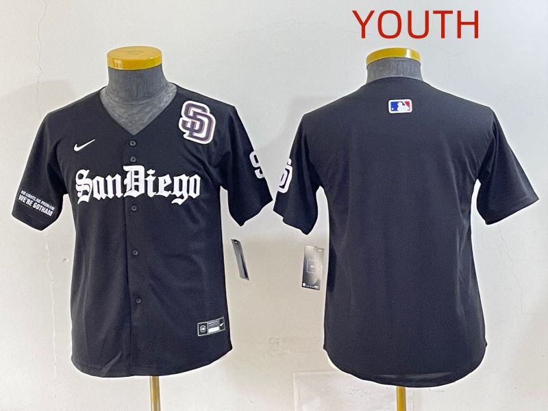 Youth 2025 San Diego Padres Blank Black Five generations Joint Name Nike MLB Jersey style 7->youth mlb jersey->Youth Jersey